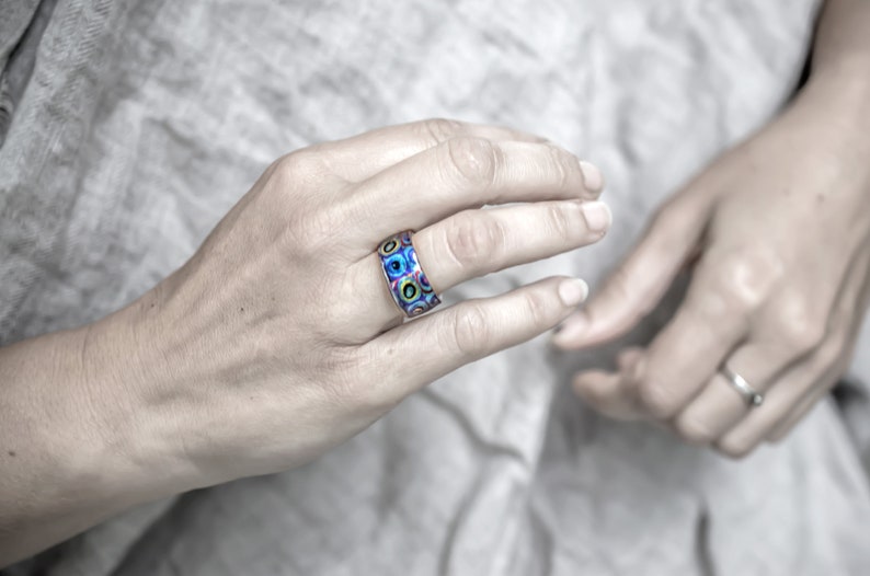 Abstract Ring by PAGANEuniques Art Resin Ring Kandinsky Circles Ring