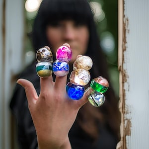 Resin Flower Ring with Real Botanicals Artistic Handmade Jewelry Nature Inspired Gift for Her or Creative Soul