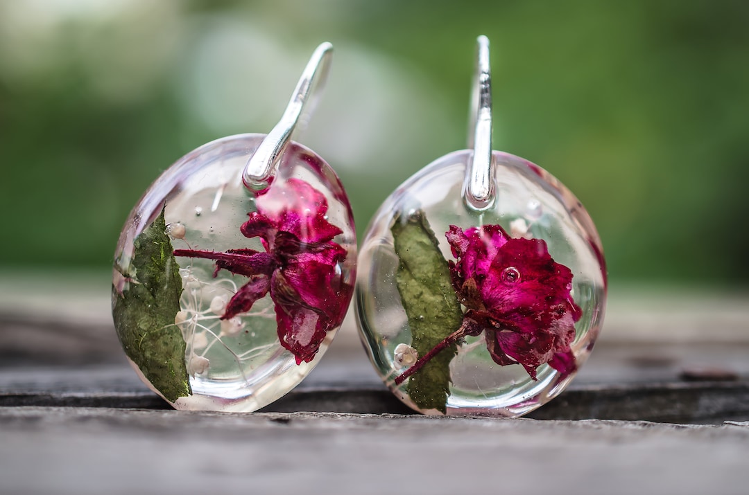 Handmade Resin Earrings With Real Flowers Advent Calendar Filler
