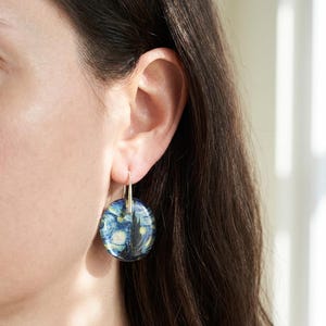 Pendientes Starry Night, Joyería Van Gogh, Regalo Celestial, Colgantes Galaxia, Ganchos Plata, Cielo Nocturno