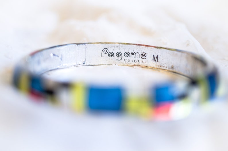 Stacking bangle bracelet cubism art Mondrian
