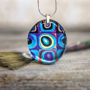 Circle Resin Pendant, Kandinsky Necklace Pendant, Cubism Jewelry, Boho Pendant, Abstract Jewelry