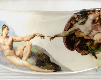 Michelangelo Bracelet, The Creation of Adam, Resin Bracelet, Art Jewelry, Resin Bangle, Painter Gift, Resin Jewelry, Famous Art Bracelet