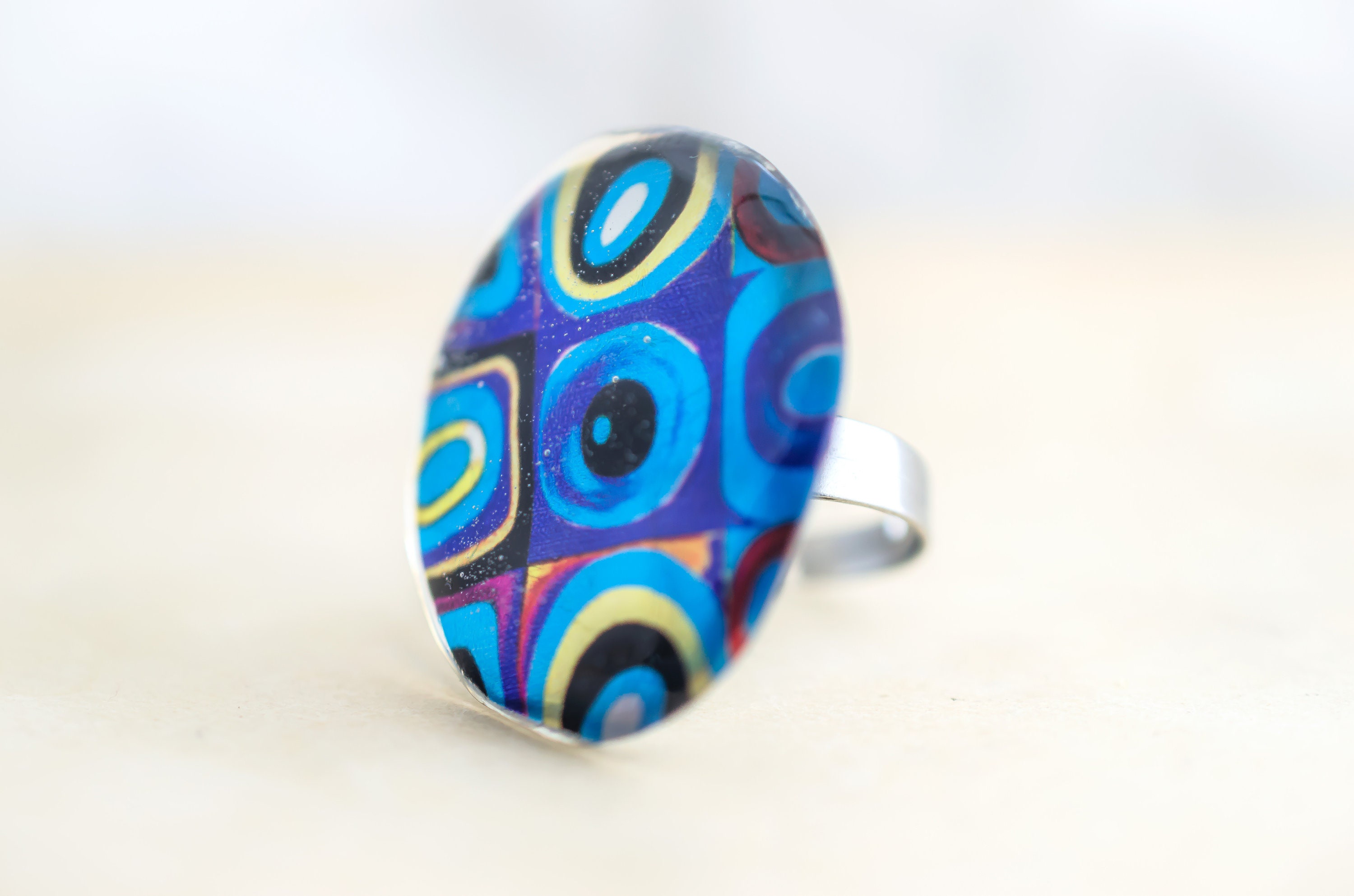 Kandinsky Ring Circle Resin Ring Cubism Ring Art Lover | Etsy