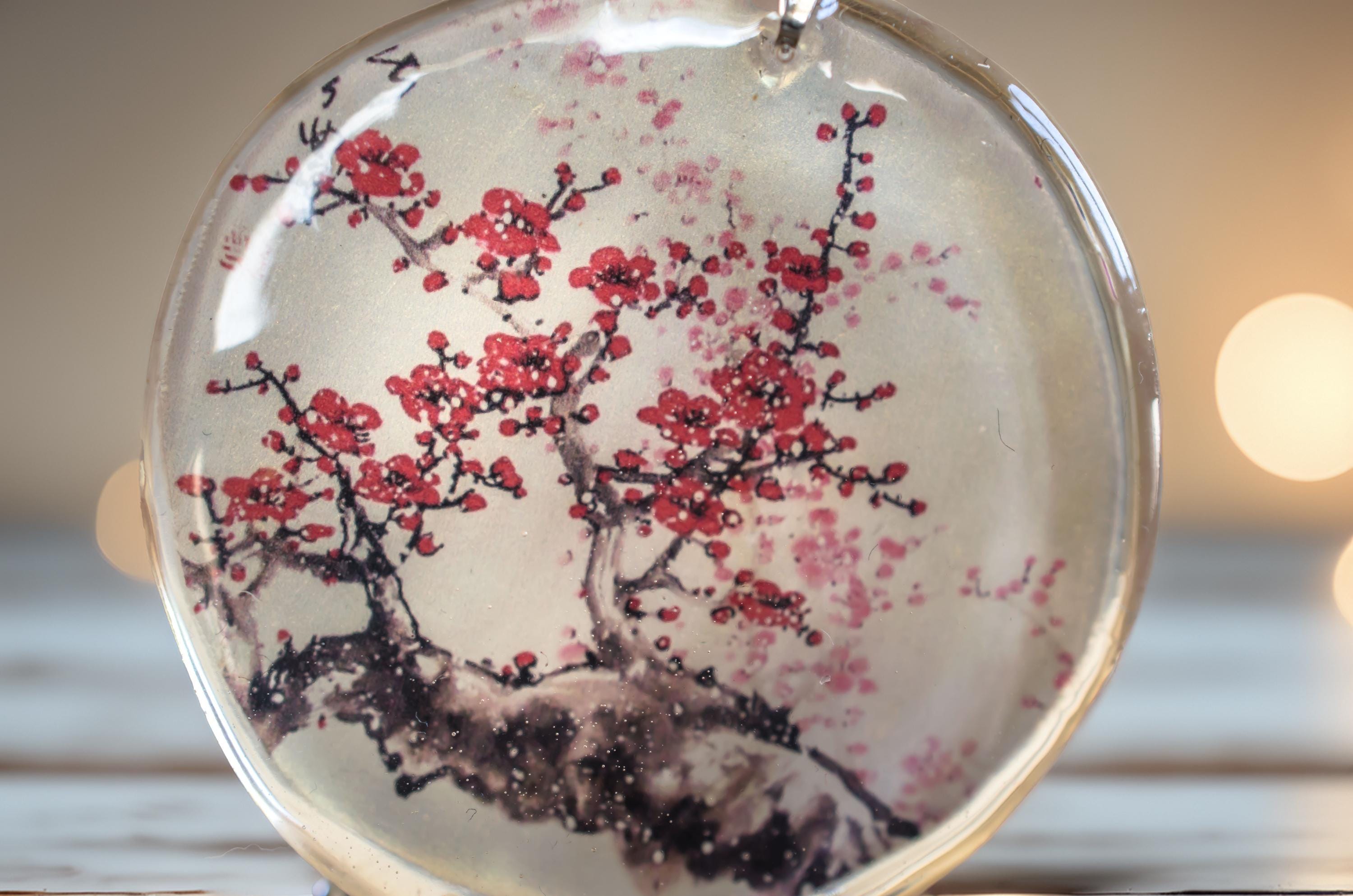 桜のレジンペンダント｜日本の桜ネックレス｜和風ジュエリー