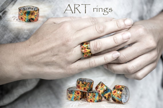 Abstract Ring by PAGANEuniques Art Resin Ring Kandinsky Circles Ring