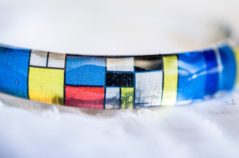 Stacking bangle bracelet cubism art Mondrian