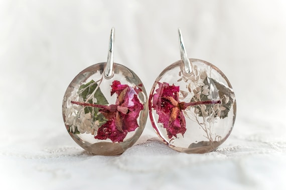 Cherry Blossom Jewelry, Resin Flower Earrings