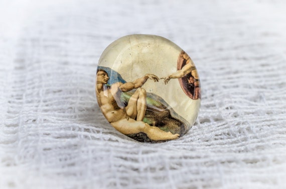 Creation of Adam Ring Resin Ring Large Ring Famous Painting