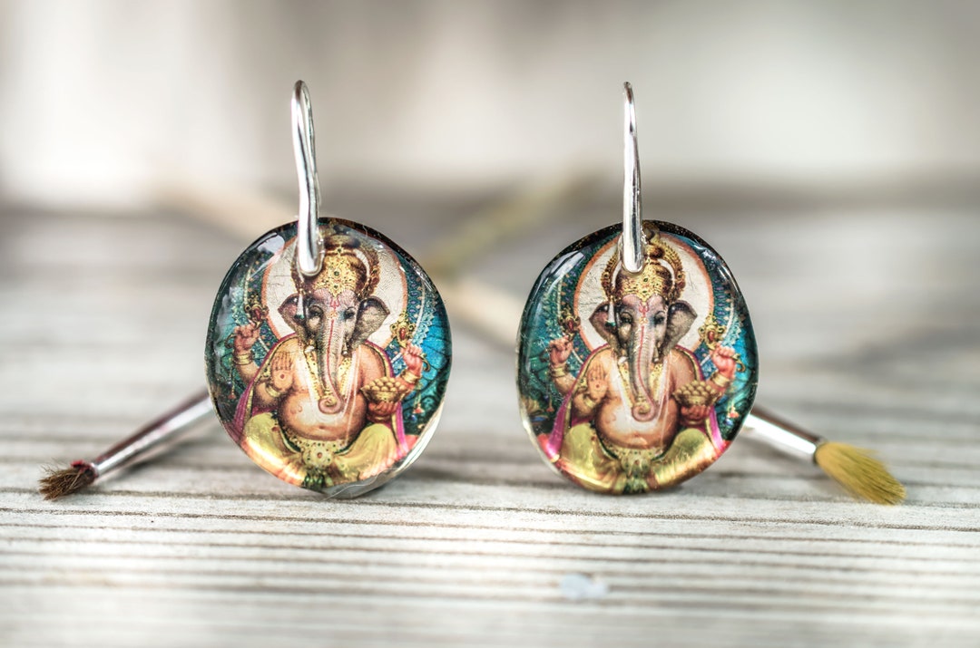 Ganesh Lord of Success Earrings Hinduism Om Mantra Hindu Etsy Hong Kong
