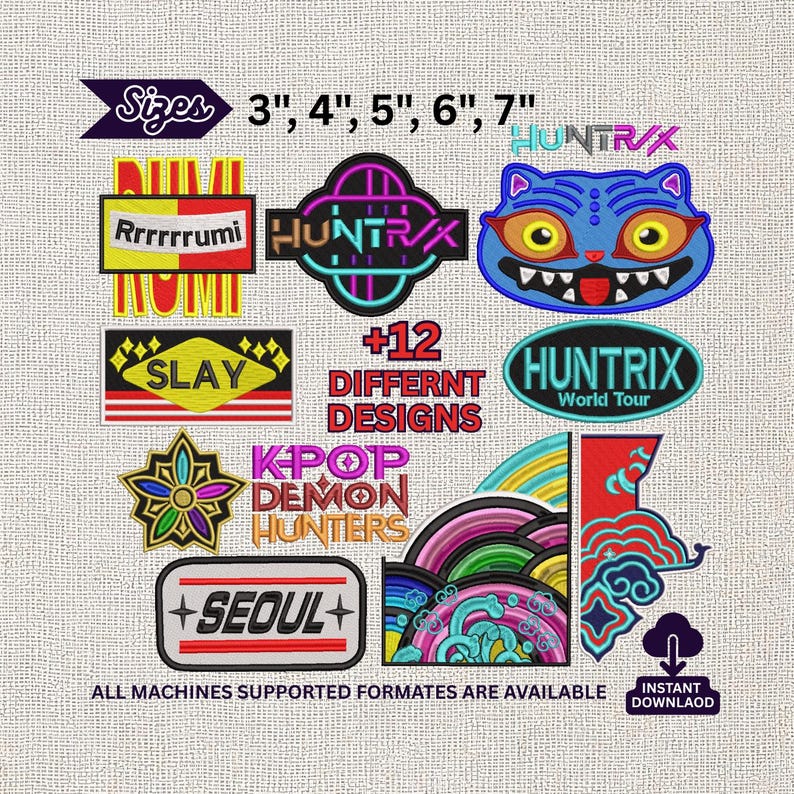 Huntrix Patch Rumi Huntrix Demon Cat Seoul Patch Set, Kpop Streetwear Machine ...