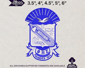 Motif de broderie Phi Beta Sigma, fichier de point écusson fraternité, motif Logo bouclier grec