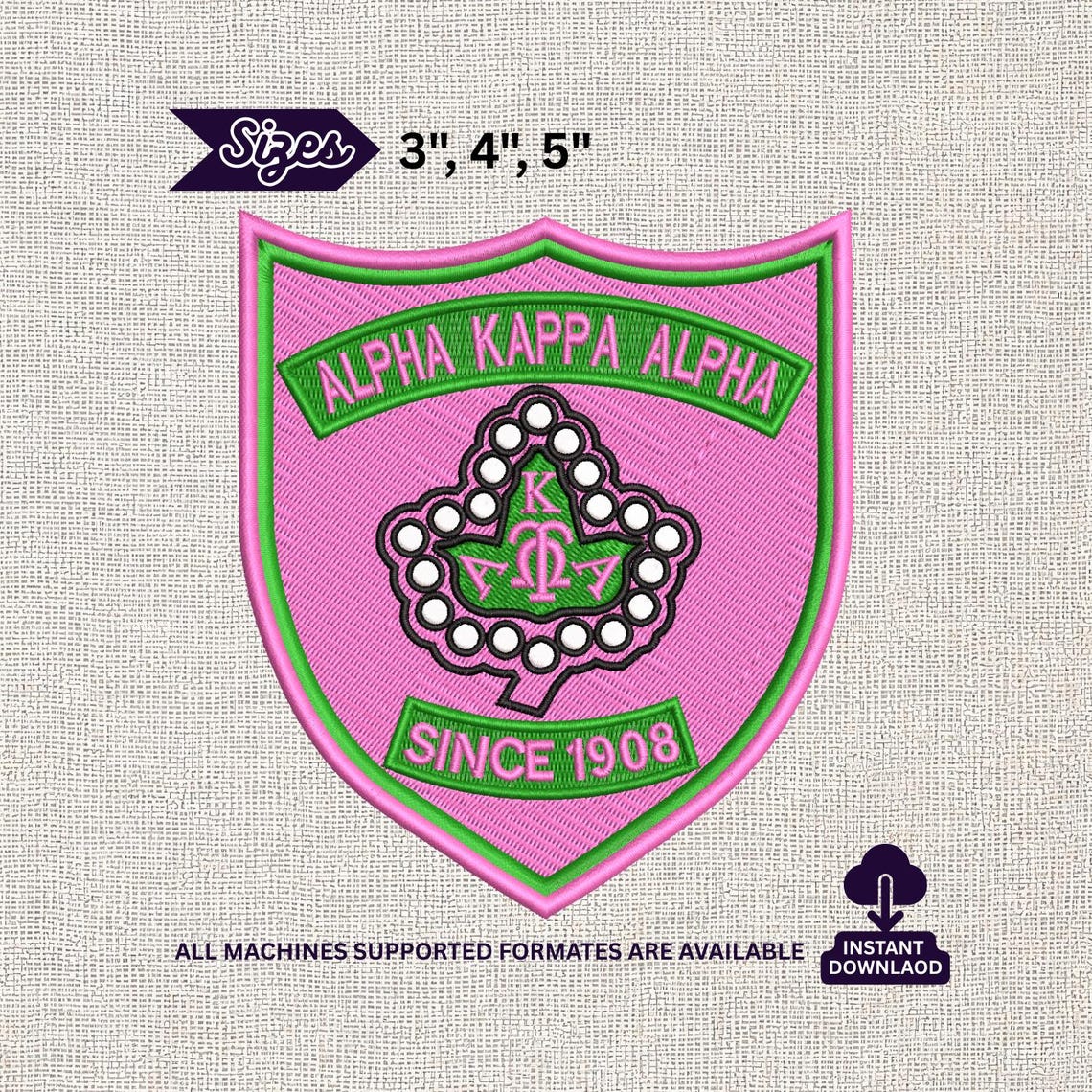 Alpha Kappa Alpha Embroidery Design, AKA Sorority Shield Crest File ...