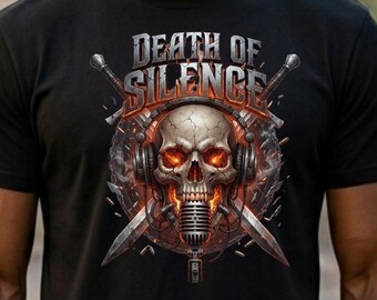 Death of Silence Heavy Metal Shirt, Vintage Skull Tee, Rock Concert Graphic T-Shirt, Edgy Metalhead Gift, Hard Rock Festival Outfit