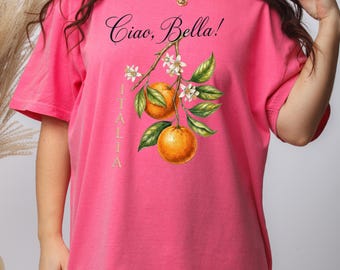 Ciao Italian Orange Comfort Colors T-Shirt | Orange Graphic Tee | Italian Inspired Casual Shirt | Unisex Comfort Colors Tee