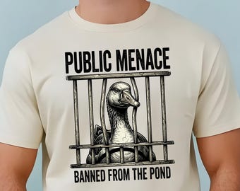 Public Menace Goose Shirt, Funny Goose T-Shirt, Banned From The Pond, Vintage Distressed Animal Tee, Retro Streetwear, Bella Canvas 3001