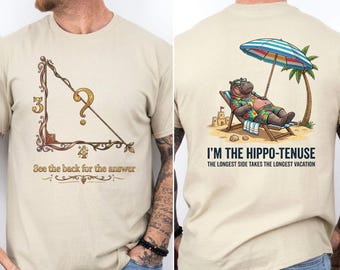 Hippo-tenuse Beach Hippo T-Shirt | Funny Pun Animal Vacation Tee