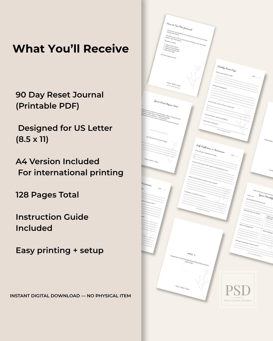 90 Day Reset Journal | Guided Self Reflection, Habit Tracker (digital ...
