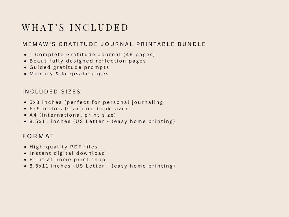 Memaw’s Gratitude Journal Printable PDF, Grandma Memory Journal ...
