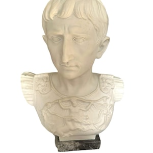 Neue CAESAR AUGUSTUS Marmorbüste A.Santini Italien Schwarzer Marmorsockel 10 ”Hoch mit Anhänger