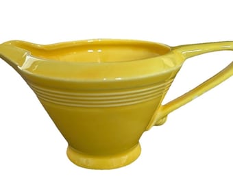 Jarra para crema Homer Laughlin Harlequin amarilla, estilo vintage de mediados de siglo, 1938-1950.