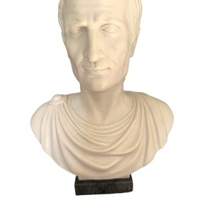 "Neue Julius CAESAR Marmor Büste A.Santini Italien Schwarzer Marmorsockel 10 ""Hoch mit Anhänger."
