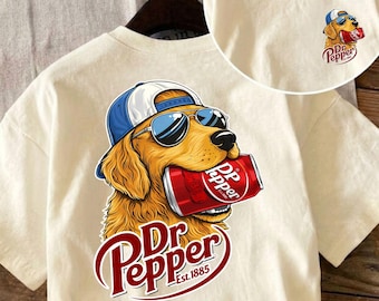 Golden Dog Cola Shirt or Two Side Print Shirt,Funny Golden Retriever Soda Pocket Back Shirt, Dog Lover Graphic Tee, Dr Pepper Inspired Shirt