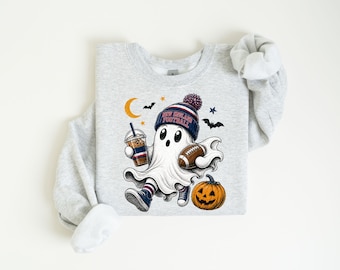 New England Football Ghost Shirt or Sweatshirt, New England Football Sweatshirt, Halloween Game Day Tee, Spooky Football Fan Fall Shirt