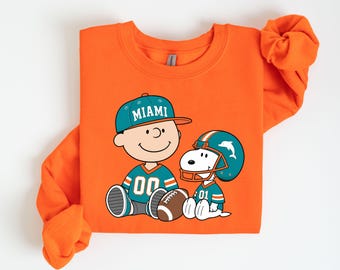 Miami Football Cartoon Shirt or Sweatshirt, Aqua Orange Game Day Fan Tee, Kids and Adult Sports Gift