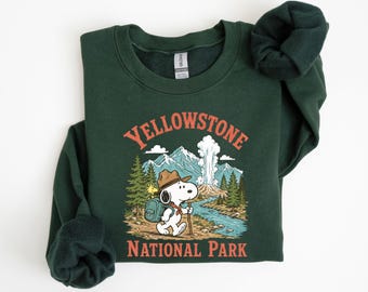Yellowstone National Park Cartoon Shirt or Sweater, Vintage Outdoor Adventure Sweatshirt or Hoodie, Hiking Camping Nature Lover Gift