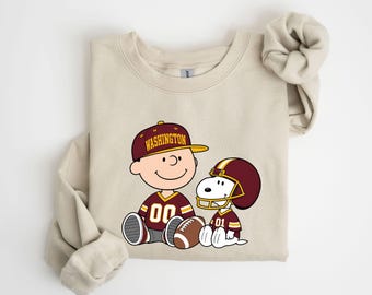 Washington Football Cartoon Shirt or Sweatshirt, Burgundy Gold Game Day Fan Tee, Kids and Adult Sports Gift