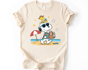 Summer Beach Cartoon Shirt, Cute Dog Vacation Tee, Tropical Dog Shirt, Sunny Beach Outfit, Aesthetic Summer Graphic Tee