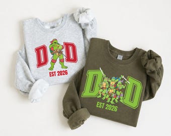 Ninja Dad Est 2026 Sweatshirt Retro 90s Cartoon Vintage 90' Father's Day Gift New Dad Sweater Father Retro Cartoon Apparel