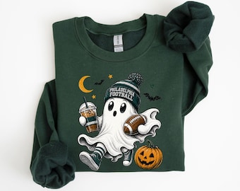 Philadelphia Football Shirt or Sweatshirt, Philadelphia Football Ghost, Halloween Football Ghost Shirt, Spooky Game Day Shirt, Fall Football
