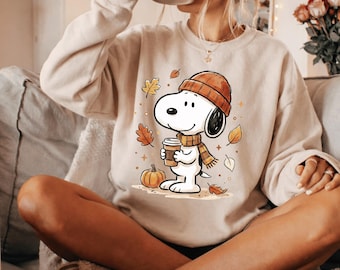 Cute Fall Shirt or Sweatshirt, Cozy Pumpkin Coffee Tee, Cartoon Autumn Sweatshirt