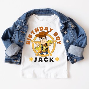 Toy Story Woody Birthday Custom Name Shirt for Boys | Custom Name Toy Story Cowboy Tee | Western Party Outfit for Kids zdjęcie 3