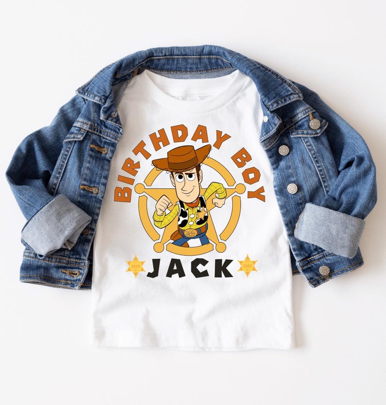 Toy Story Woody Birthday Custom Name Shirt for Boys | Custom Name Toy Story Cowboy Tee | Western Party Outfit for Kids zdjęcie 3