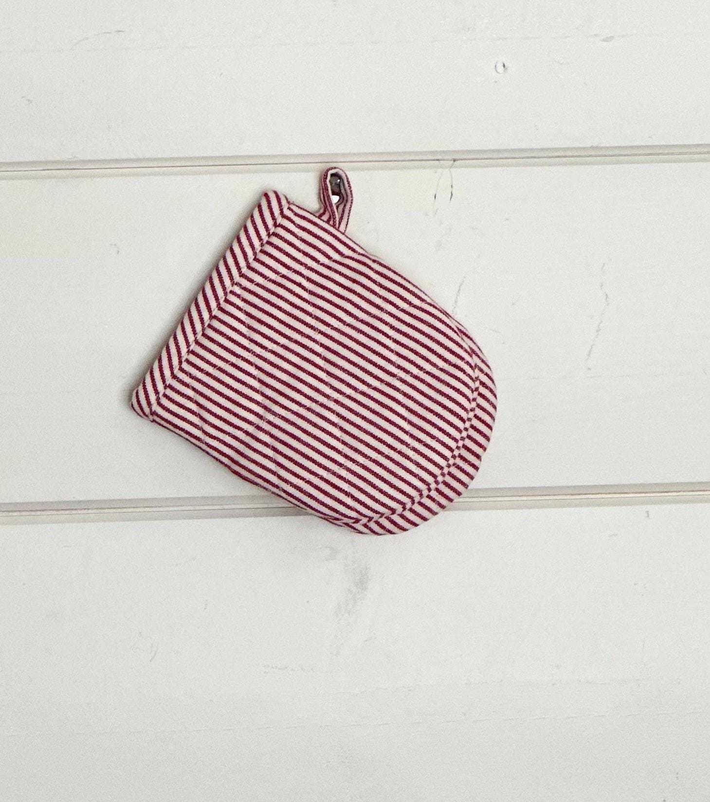 Guanti Da Forno Doppi Trapuntati A Righe - 100% Cotone, Resistenti Al Calore - Design Da Macellaio Rosso E Bianco - Dimensioni 18x92 Cm - 4