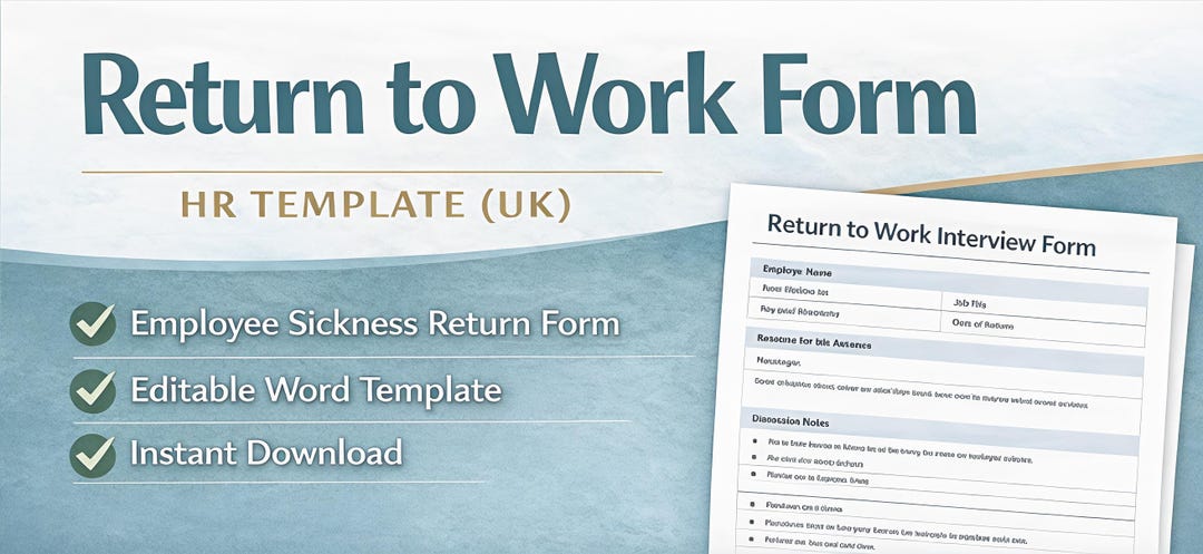 Return to Work Form Template UK | Employee Sickness Interview (digital ...