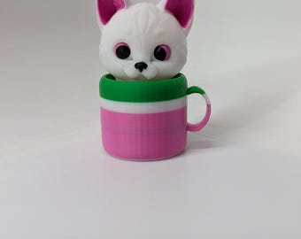 Cat in cup clicker with movable eyes