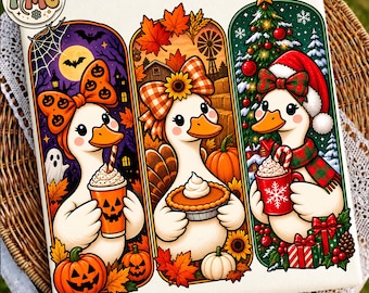 Hallothanksmas Duck Png, Halloween Thanksgiving Christmas Png, Cute Duck Sublimation, Holiday Season Png, Funny Duck Digital Sublimation
