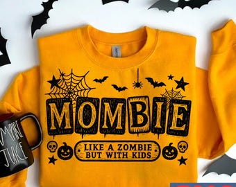 Mombie Halloween Leopard PNG, Like a Zombie But With Kids Shirt Design, Funny Halloween Mom PNG, Leopard Halloween Sublimation Design