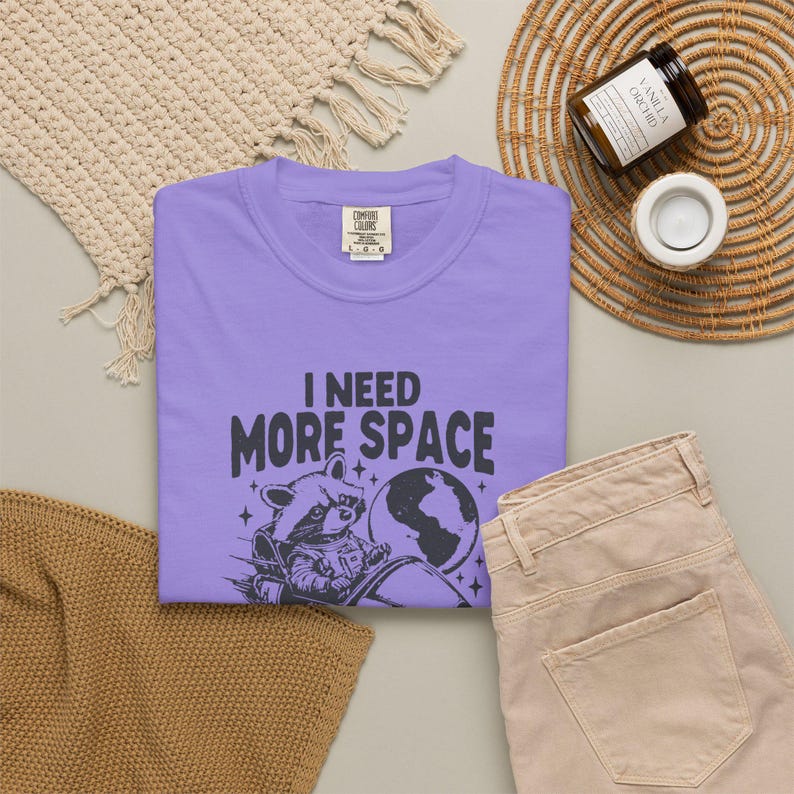 I Need More Space Shirt, Funny Introvert Tee, Space Raccoon Shirt, Anti Social Shirt, Funny Graphic Tee, Sarcastic Space Shirt Violet