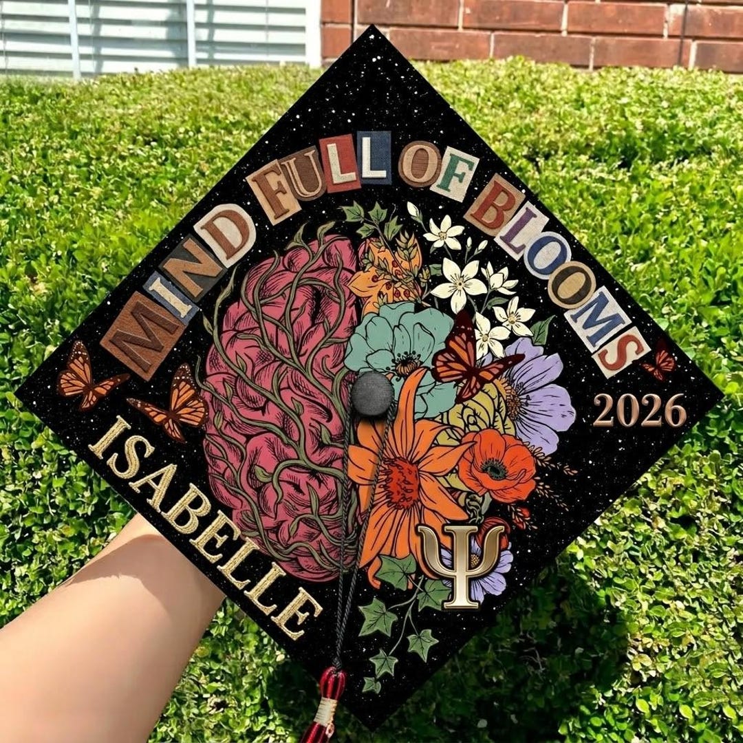 Psychology Graduation Cap Topper, Custom Grad Cap, Neuro Art Cap Decor ...