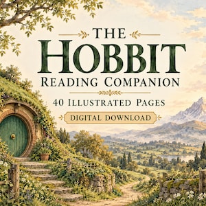 Digital Download | The Hobbit Reading Companion | 40 Illustrated Pages | Tolkien Book Club Guide, Characters & Themes