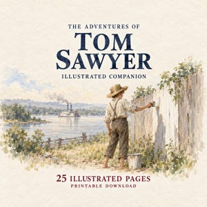 Tom Sawyer Illustrerad Kompanjon | 25 Utskrivbara Sidor | Mark Twain Litteraturstudieguide | Karaktärer, Teman och Citat