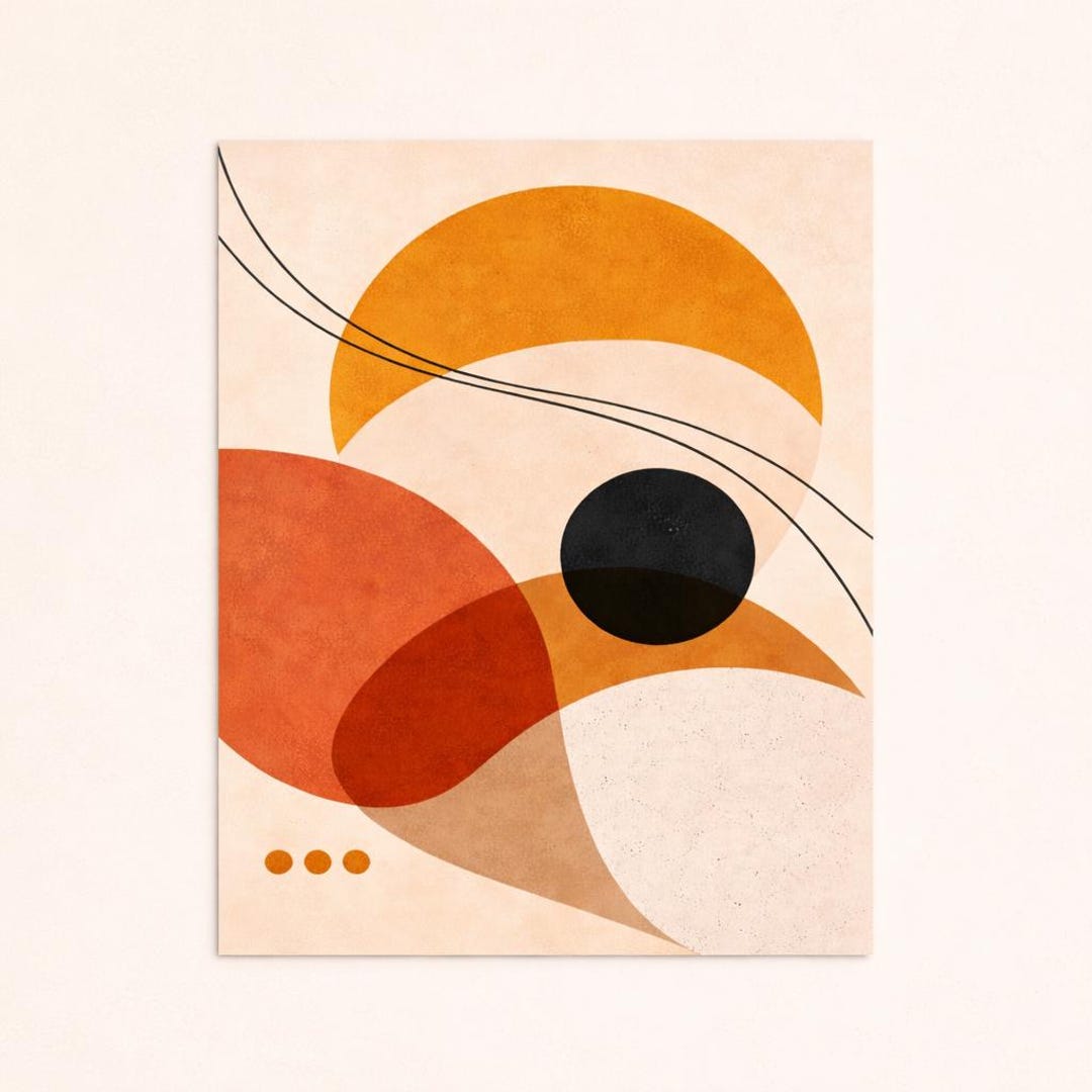 Mid Century Modern Abstract Print – Terracotta Geometric Wall Art ...