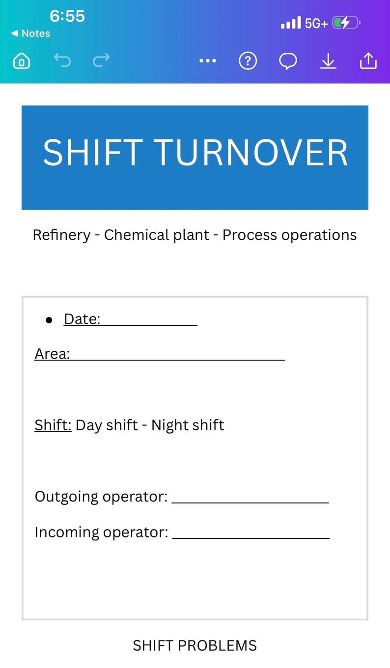 Template for Shift Turnover - Etsy