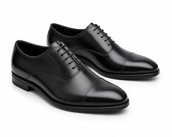 Handgefertigte schwarze Lackleder Oxford Schuhe für Herren - formelle Schuhe, Hochzeitsfeier Schuhe, Bräutigam Geschenk