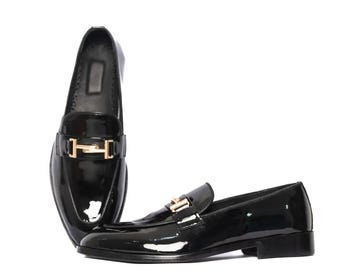 Schwarze Lackleder Horsebit Loafers für Herren | Luxus Handgefertigte Slip-On Schuhe | Formelle Partykleid Schuhe | Designer Style Halbschuhe